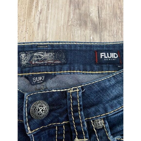 Silver SUKI Slim Boot Cut Jeans Mid Rise Embroidered Women’s Sz W27/L33 - Picture 3 of 7